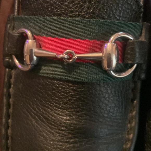 Gucci black leather horse it and web stripe de US